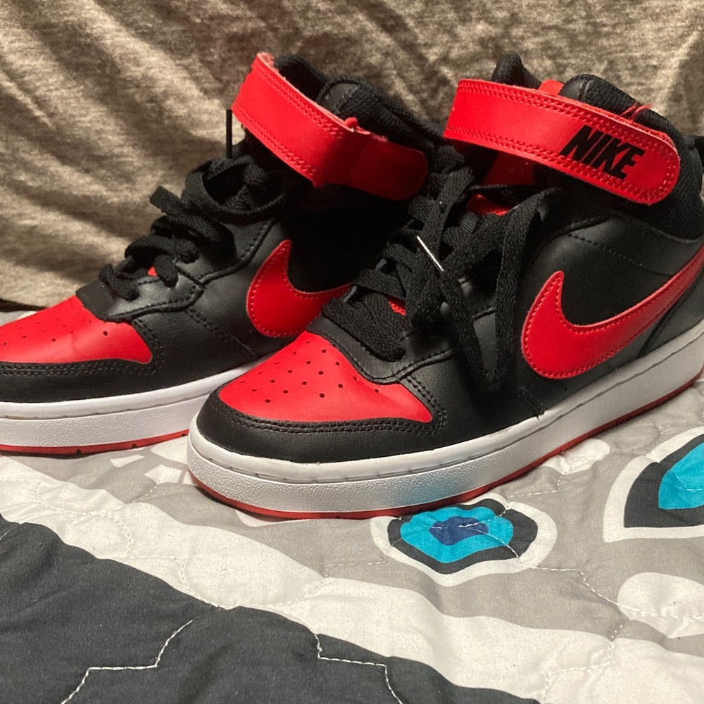 Nike Kids Red and Black High-Top Sneakers